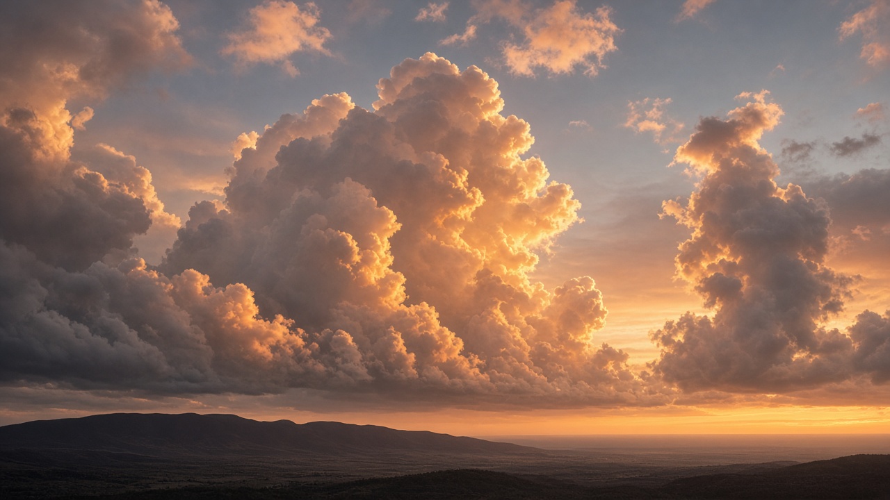 Golden hour clouds photoreal
